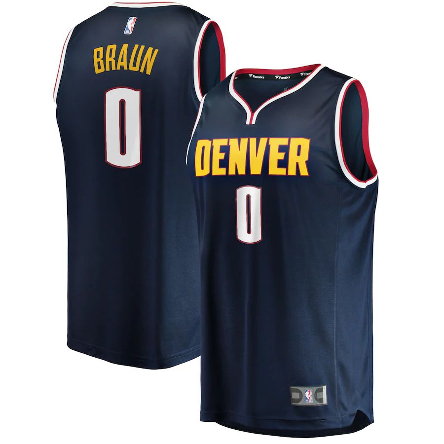 Men Denver Nuggets #0 Christian Braun Fanatics Branded Navy Draft First Round Pick Fast Break Replica Player NBA Jersey